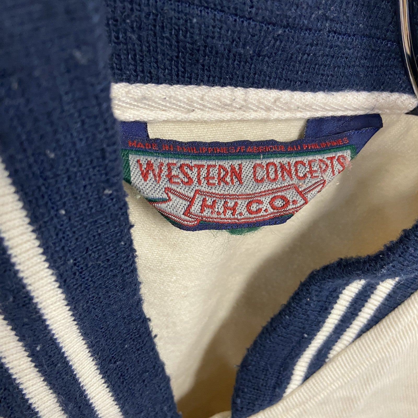 ～90s　WESTERN CONCEPTS　スタジャン/スタジアムジャケット　ヴィンテージ　アイボリー　Mサイズ　古着