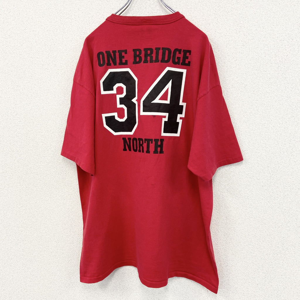COTTON DELUXE　半袖プリントTシャツ　US製　90s　赤　レッド　シングルステッチ　クルーネック　2XLサイズ　　ヴィンテージ　古着