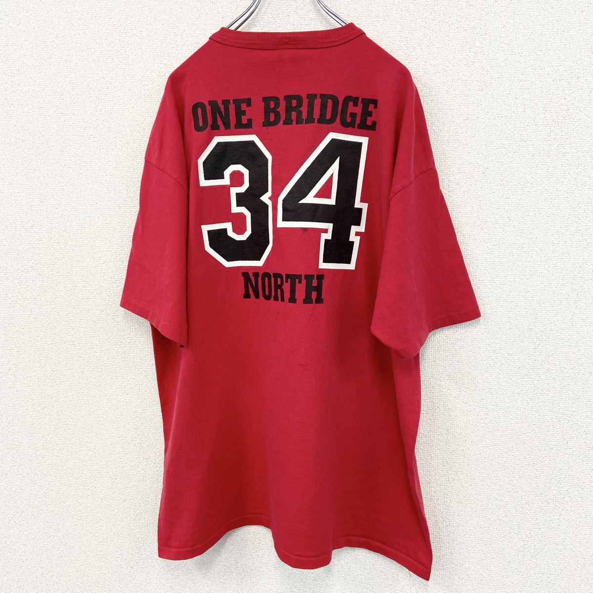 COTTON DELUXE　半袖プリントTシャツ　US製　90s　赤　レッド　シングルステッチ　クルーネック　2XLサイズ　　ヴィンテージ　古着