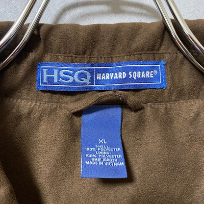 古着 used　HARVARDSQUARE　長袖ワンポイント刺繍ジャケット　ブルゾン　茶色　ブラウン　オーバーサイズ　秋冬服