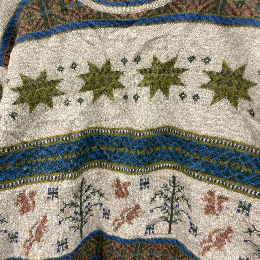 ～00s　UNITED COLORS OF BENETTON.　ベネトン　ウールニットセーター　ヴィンテージ　茶　ブラウン　ベージュ　Lサイズ　古着
