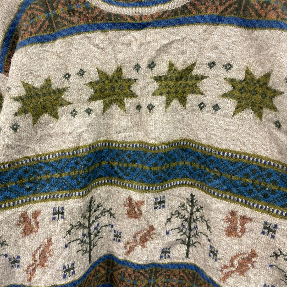 ～00s　UNITED COLORS OF BENETTON.　ベネトン　ウールニットセーター　ヴィンテージ　茶　ブラウン　ベージュ　Lサイズ　古着