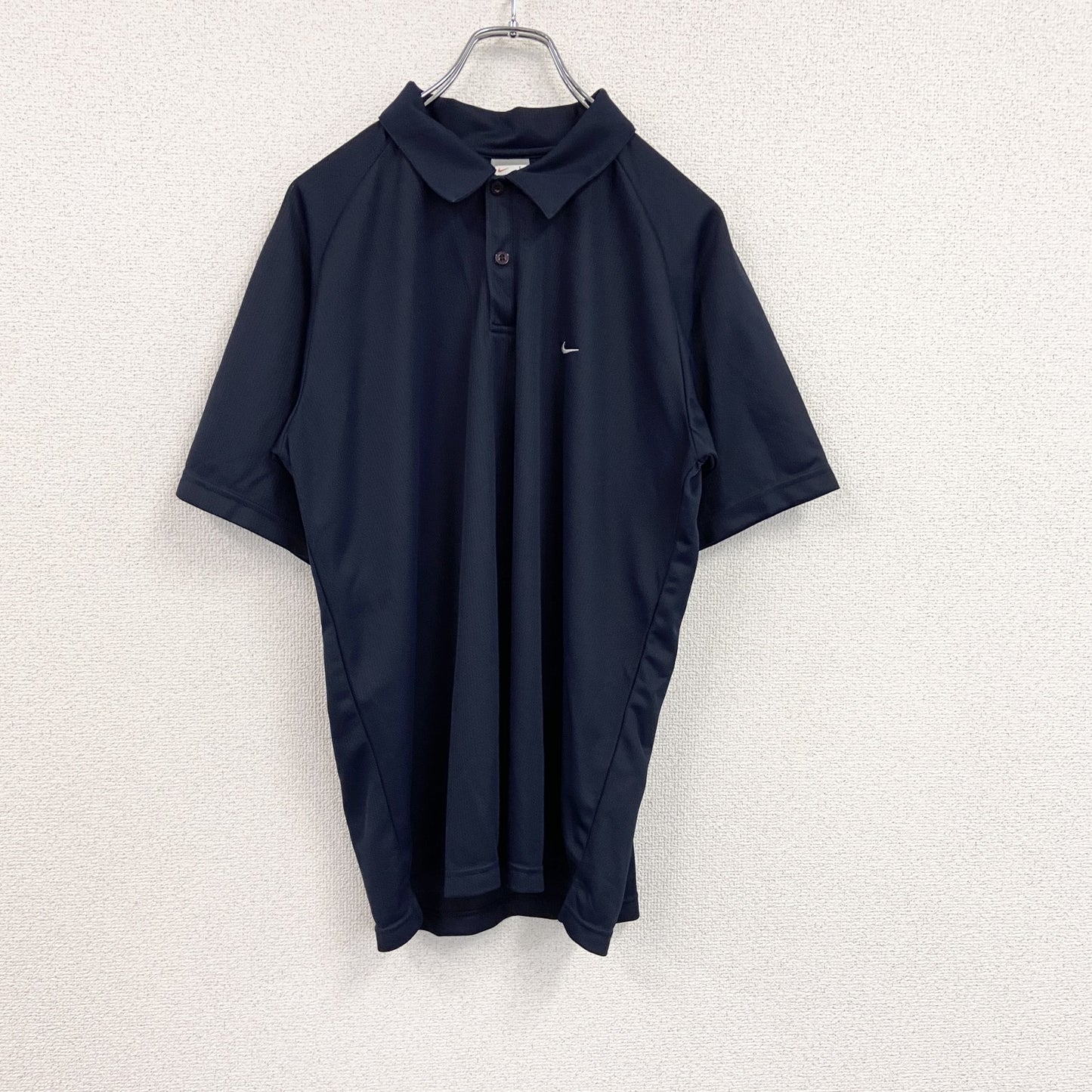 NIKE　ナイキ　半袖ポロシャツ　刺繡ロゴ　紺　ネイビー　Lサイズ