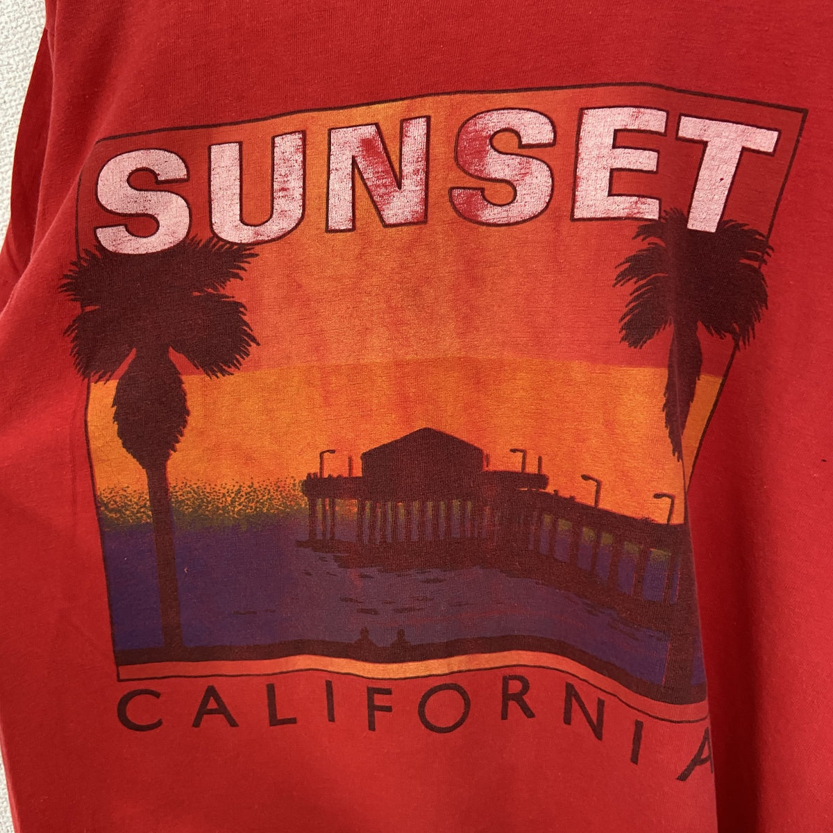 半袖プリントTシャツ　SUNSET　CALIFORNIA　風景　90s　シングルステッチ　カジュアル　Sサイズ　　ヴィンテージ　古着