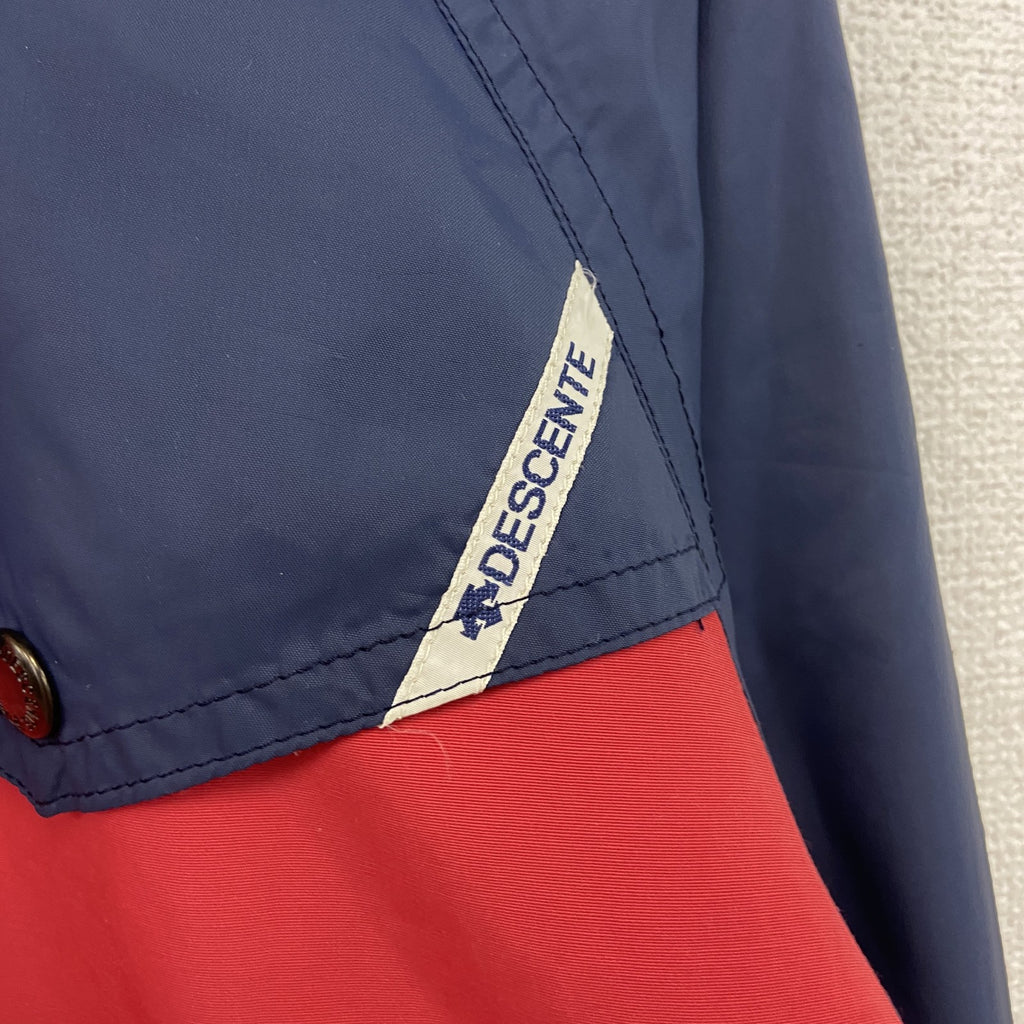 80s～90s　DESCENTE　デサント　ハーフジップナイロンジャケット　赤　レッド　紺　ネイビー ウインドブレーカー ナイロンアウター メンズ 古着