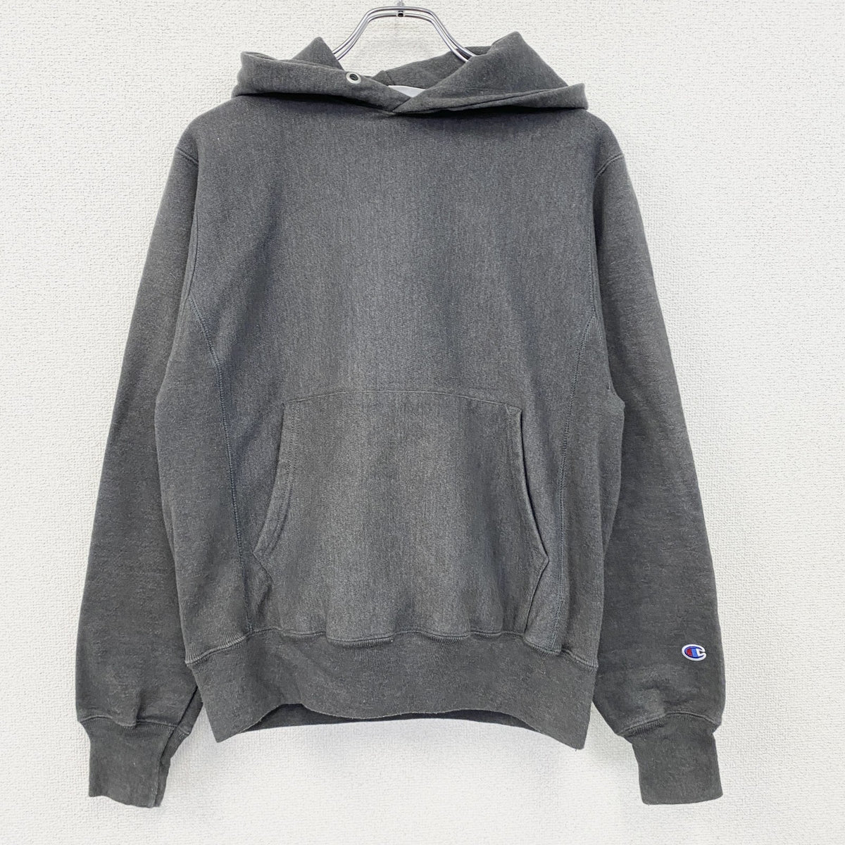 Champion　チャンピオン　リバースウィーブ　スウェットパーカー/フーディー　目無し　ダークグレー　Sサイズ トレーナー スウェットトップス フード付き 古着