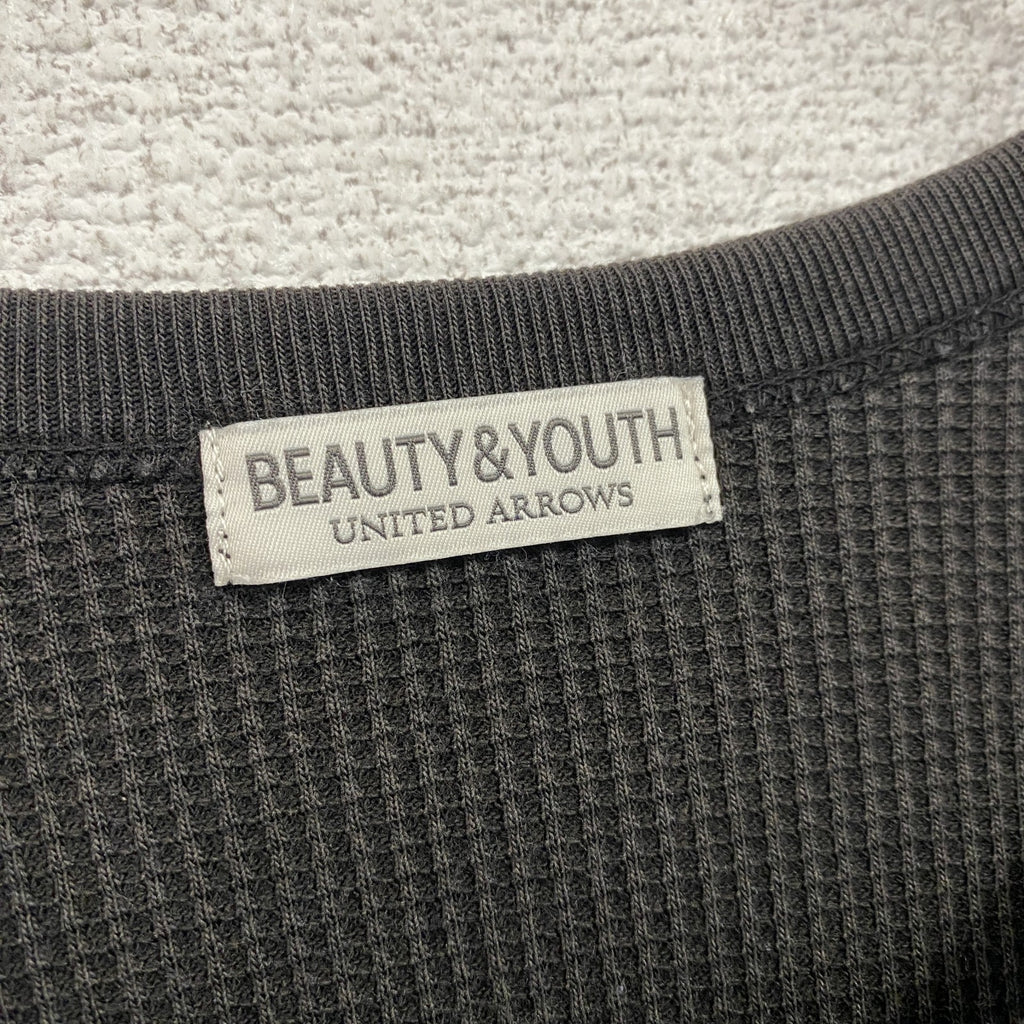 BEAUTY&YOUTH UNITED ARROWS　長袖Tシャツ/サーマルロンT　ワッフル　黒　ブラック　XLサイズ　古着