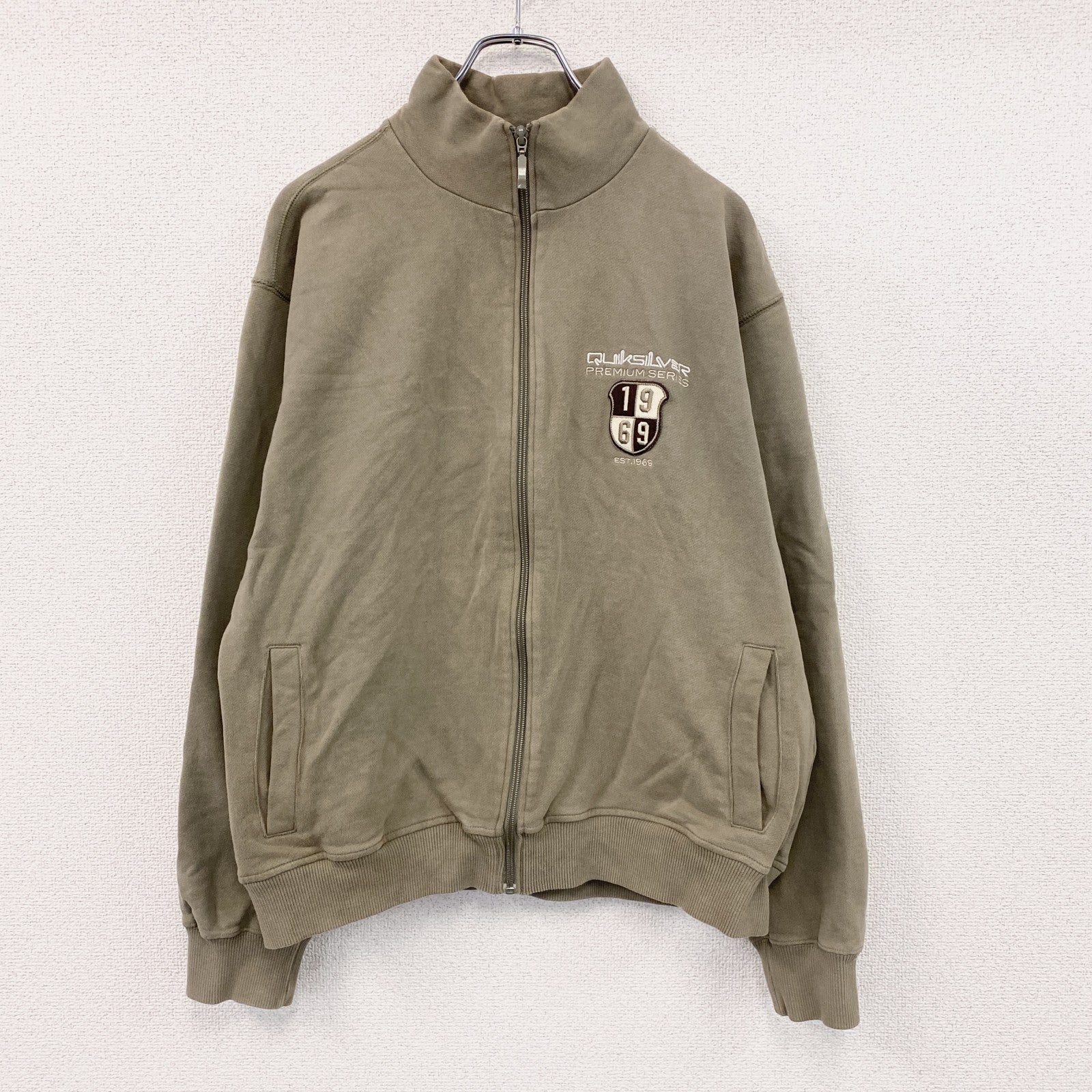 Quiksilver　クイックシルバー　フルジップスウェットジャケット　カーキ　XLサイズ　古着