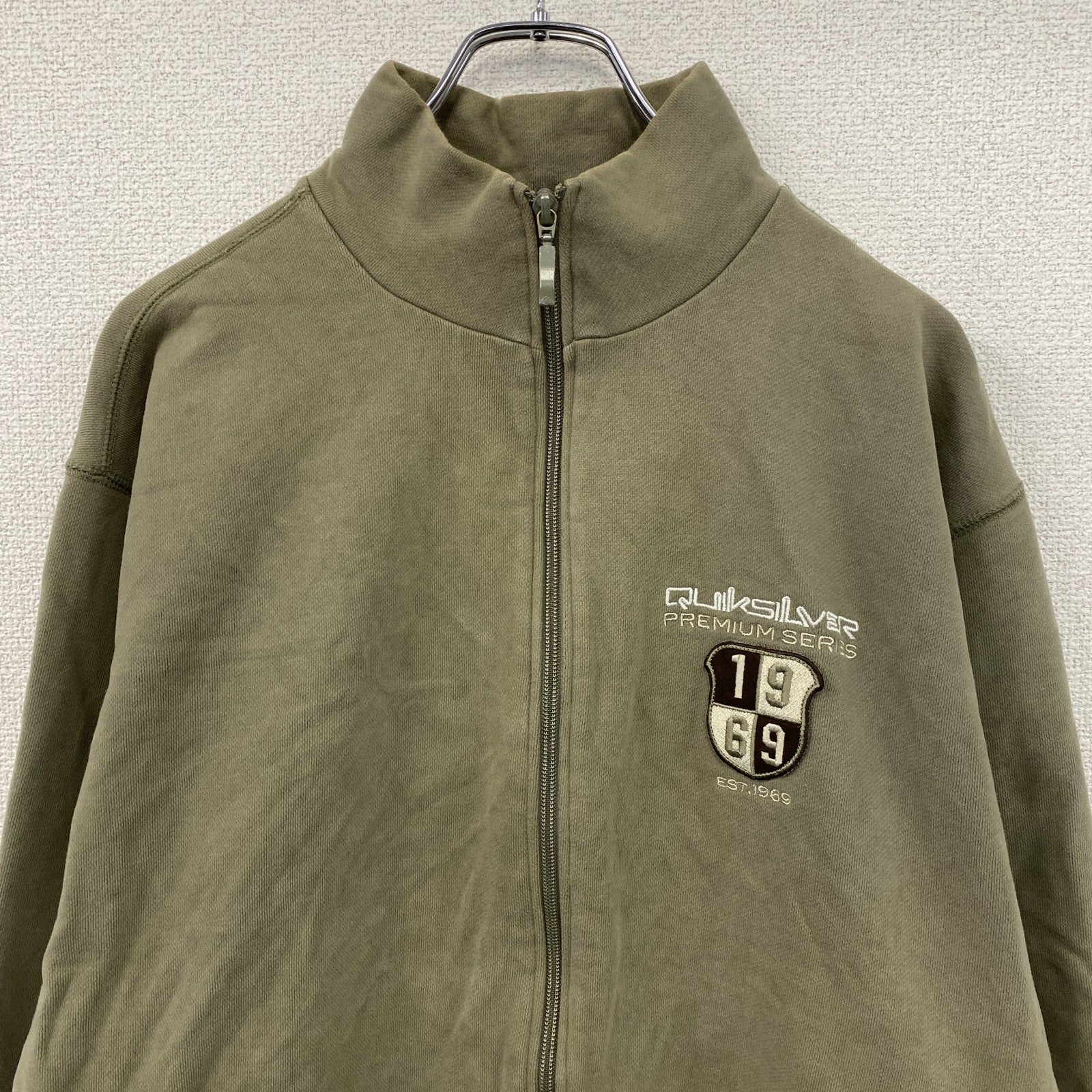 Quiksilver　クイックシルバー　フルジップスウェットジャケット　カーキ　XLサイズ　古着
