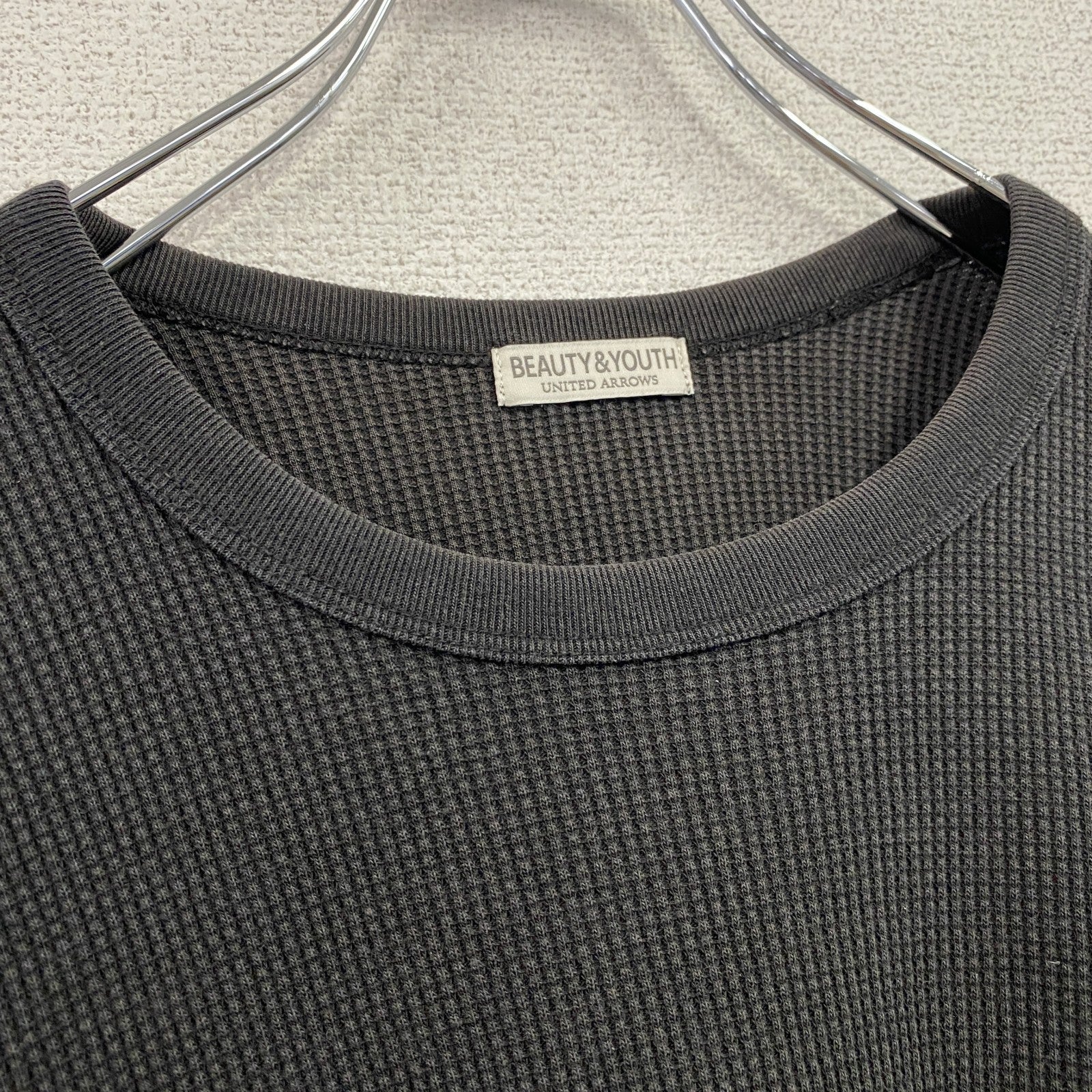 BEAUTY&YOUTH UNITED ARROWS　長袖Tシャツ/サーマルロンT　ワッフル　黒　ブラック　XLサイズ　古着
