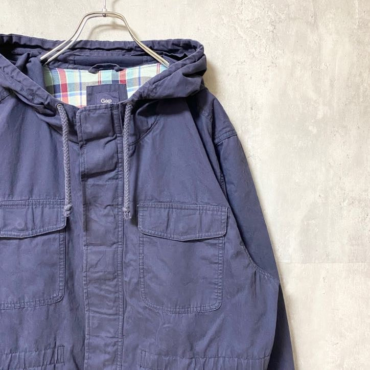 古着 used　GAP　ギャップ　長袖マウンテンパーカー　ミリタリージャケット　ネイビー　秋冬服　オーバーサイズ