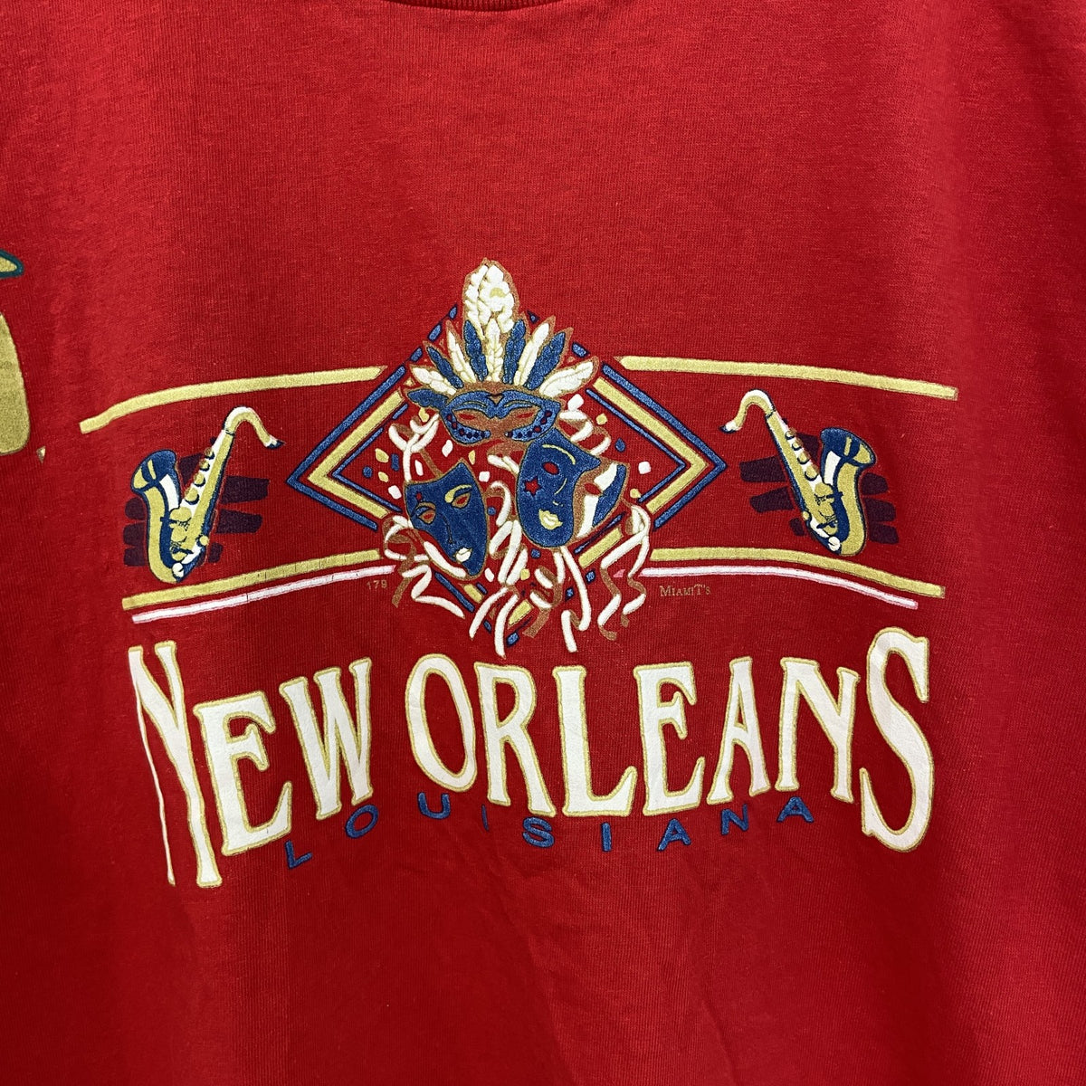 ONEITA　半袖プリントTシャツ　刺繍デザイン　US製　NEW ORALEANS　カジュアル　レトロ　Mサイズ　古着