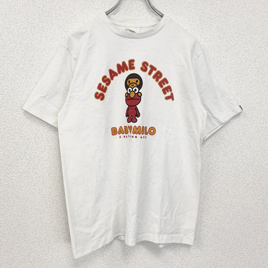 古着 used　BAPE　エイプ Sesame Street　セサミストリート　半袖プリントTシャツ　白　ホワイト　Mサイズ