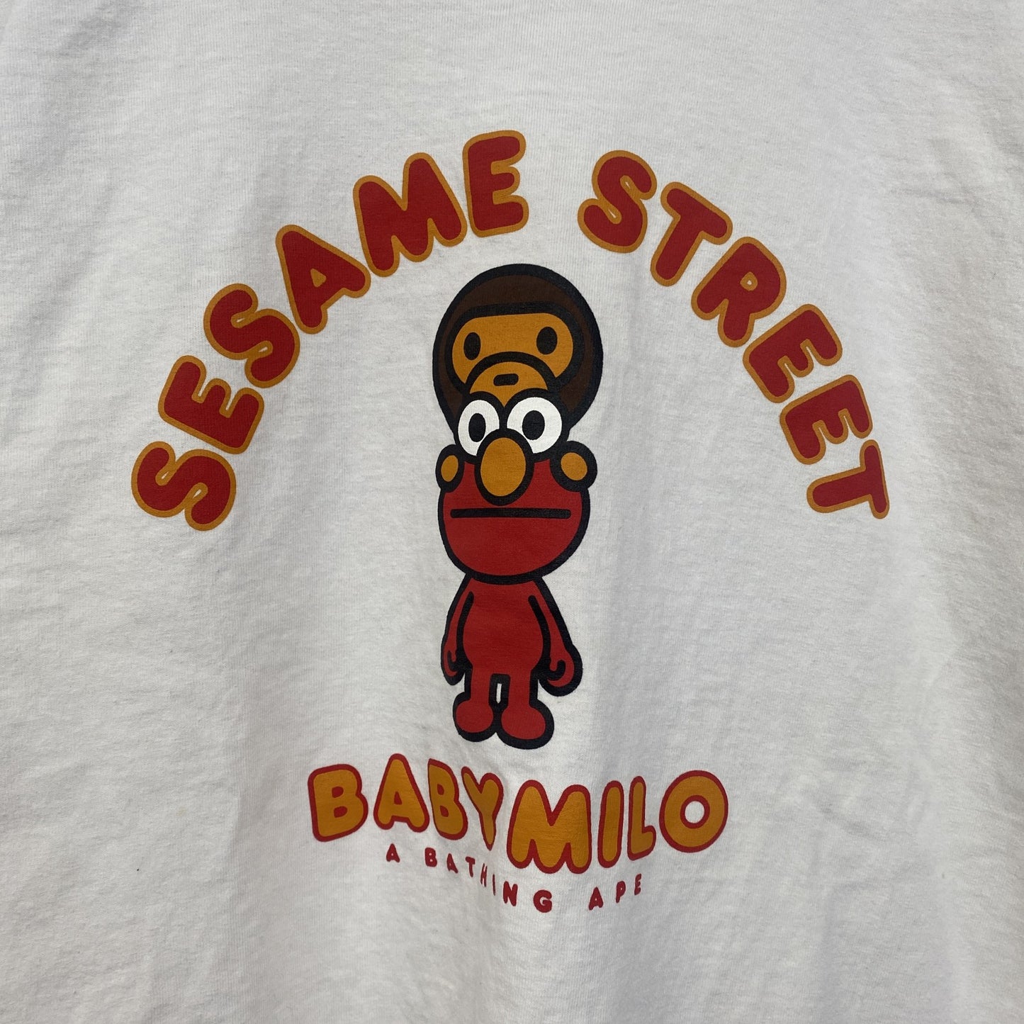 古着 used　BAPE　エイプ Sesame Street　セサミストリート　半袖プリントTシャツ　白　ホワイト　Mサイズ