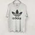 90s　adidas　アディダス　半袖プリントTシャツ　万国旗タグ　USA製　シングルステッチ　霜降りグレー　Mサイズ　古着