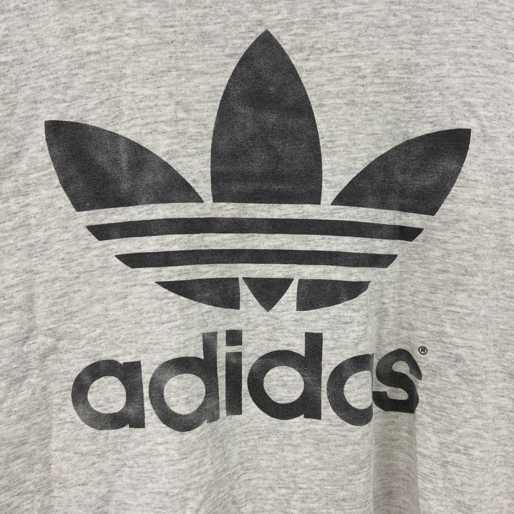 90s　adidas　アディダス　半袖プリントTシャツ　万国旗タグ　USA製　シングルステッチ　霜降りグレー　Mサイズ　古着