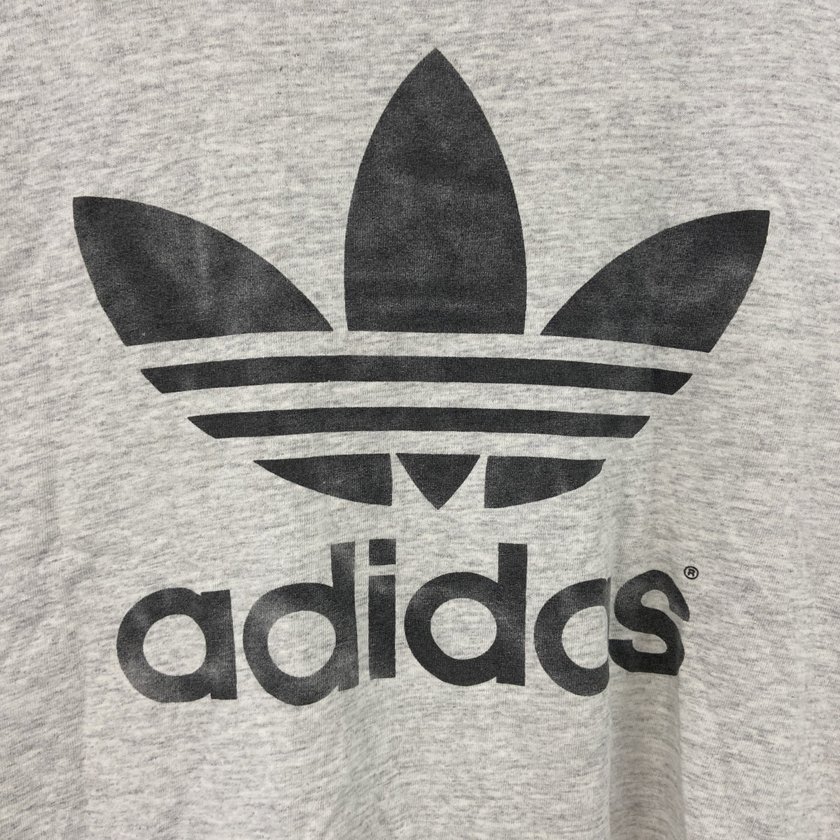 90s　adidas　アディダス　半袖プリントTシャツ　万国旗タグ　USA製　シングルステッチ　霜降りグレー　Mサイズ　古着