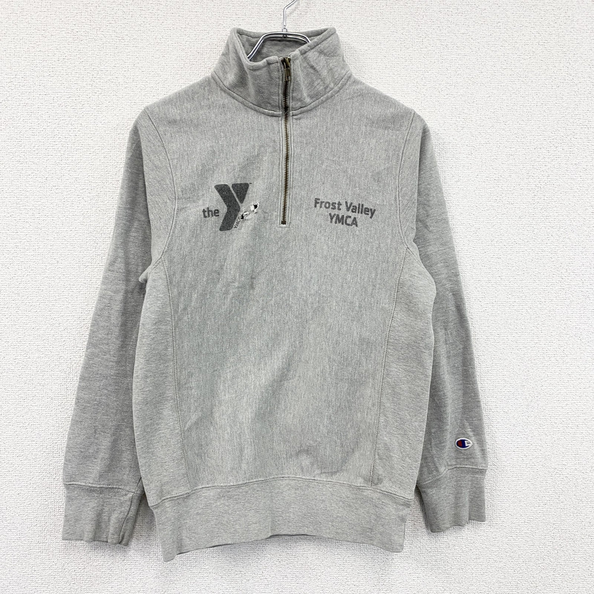 Champion　チャンピオン　リバースウィーブ　ハーフジップスウェット/トレーナー　霜降りグレー　Sサイズ　古着
