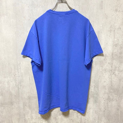 古着 used　GILDAN ギルダン　半袖プリントTシャツ　クルーネック　ビックプリント　青　ブルー　Lサイズ