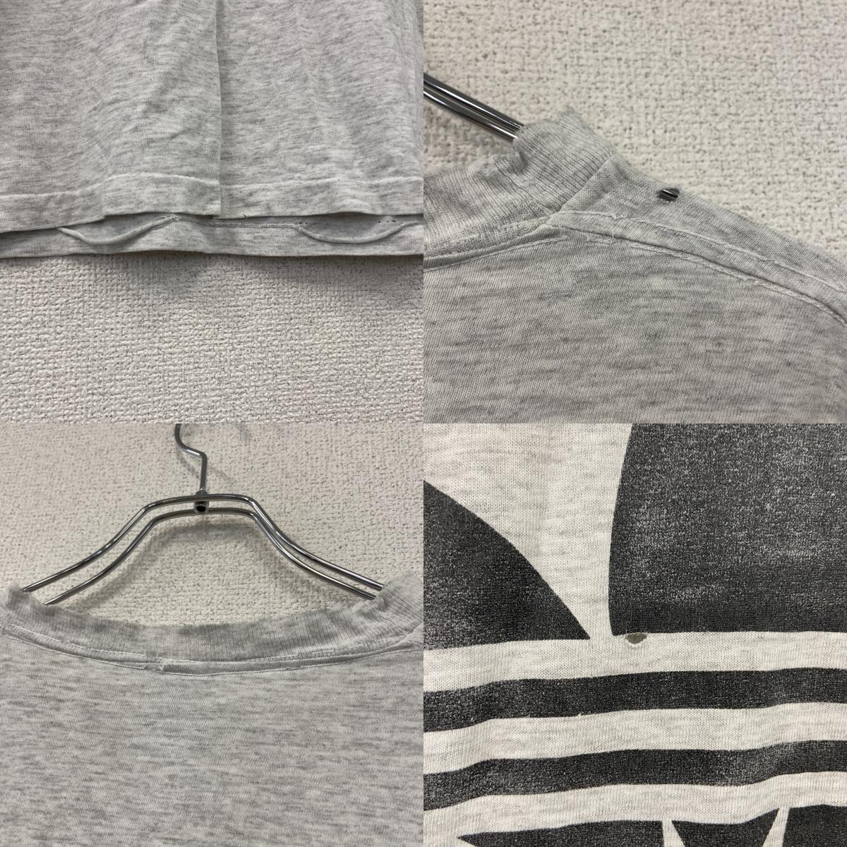 90s　adidas　アディダス　半袖プリントTシャツ　万国旗タグ　USA製　シングルステッチ　霜降りグレー　Mサイズ　古着