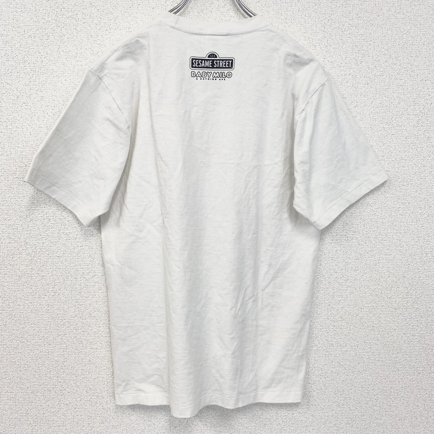 古着 used　BAPE　エイプ Sesame Street　セサミストリート　半袖プリントTシャツ　白　ホワイト　Mサイズ