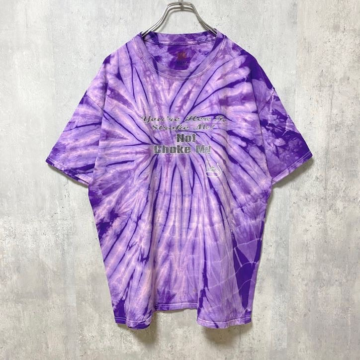 Hanes ヘインズ　半袖プリントTシャツ　クルーネック　タイダイ柄　紫　パープル　ビックシルエット　XLサイズ　古着
