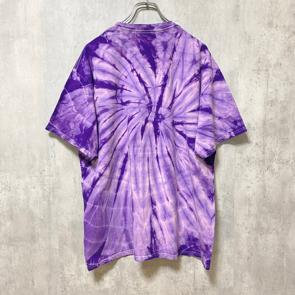 Hanes ヘインズ　半袖プリントTシャツ　クルーネック　タイダイ柄　紫　パープル　ビックシルエット　XLサイズ　古着