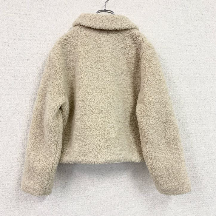 ZARA　ザラ　クロップド丈フェイクボアジャケット　アイボリー　Sサイズ　古着