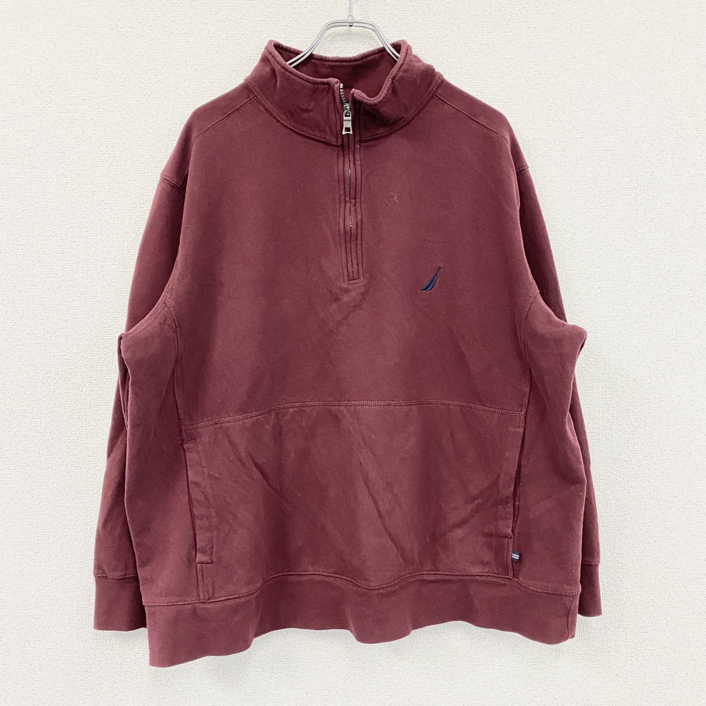 NAUTICA　ノーティカ　ハーフジップスウェット/トレーナー　ボルドー　カシスレッド　2XLサイズ　古着