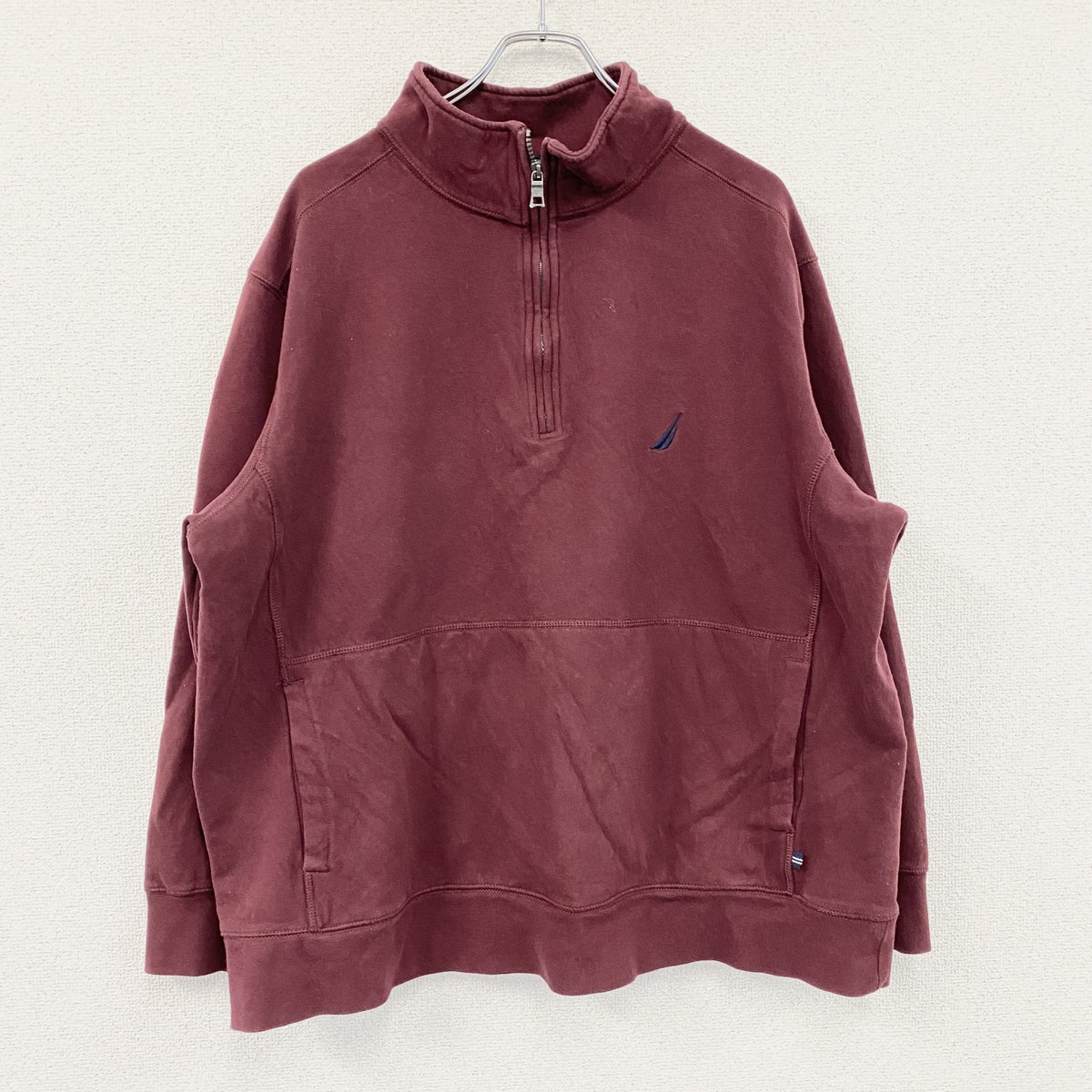 NAUTICA　ノーティカ　ハーフジップスウェット/トレーナー　ボルドー　カシスレッド　2XLサイズ　古着
