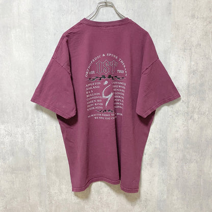 古着 used　GILDAN　ギルダン　半袖クルーネックプリントTシャツ　バックプリント　ワインレッド　オーバーサイズ　XLサイズ