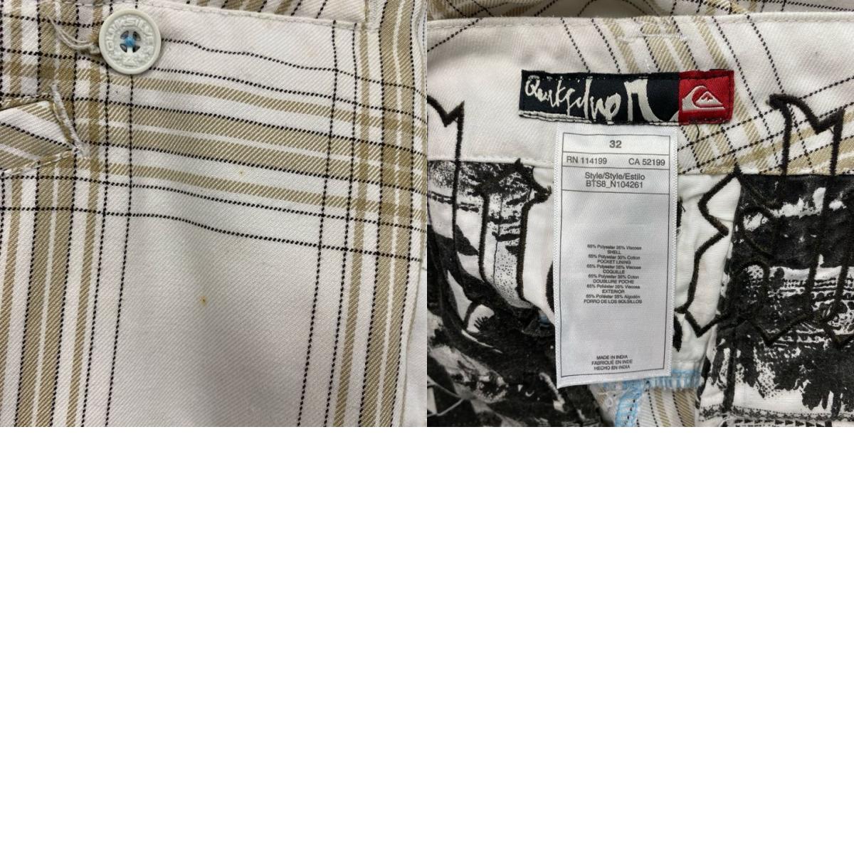 Quiksilver　クイックシルバー　ハーフパンツ/ショートパンツ　チェック柄　白　ホワイト　32サイズ　古着