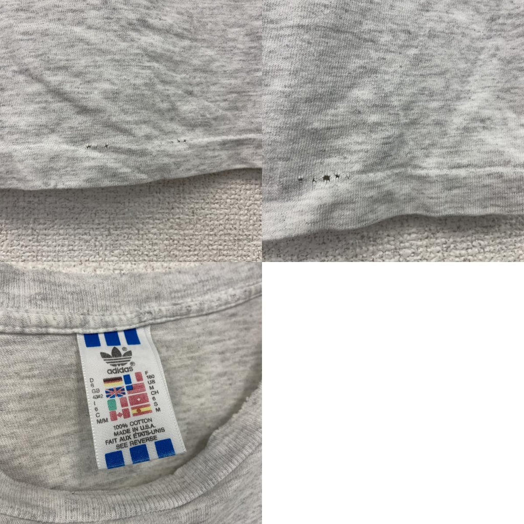 90s　adidas　アディダス　半袖プリントTシャツ　万国旗タグ　USA製　シングルステッチ　霜降りグレー　Mサイズ　古着