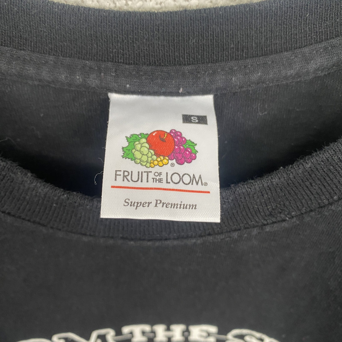 FRUIT OF THE LOOM　半袖プリントバンドTシャツ　Storm the Shore　クルーネック　黒　ブラック　Sサイズ　古着