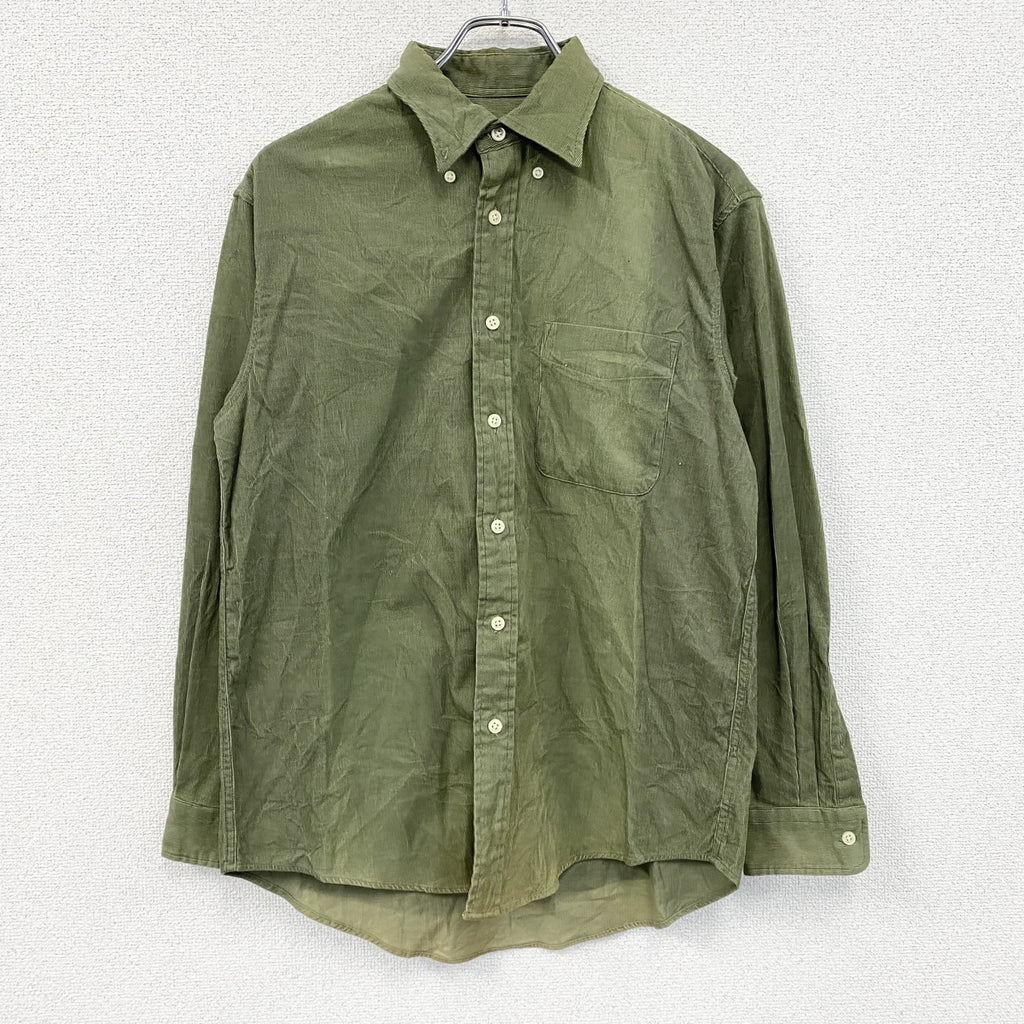 ～00s　OLD UNIQLO　オールドユニクロ　長袖コーデュロイシャツ　ボタンダウンシャツ　カーキ　Mサイズ　古着