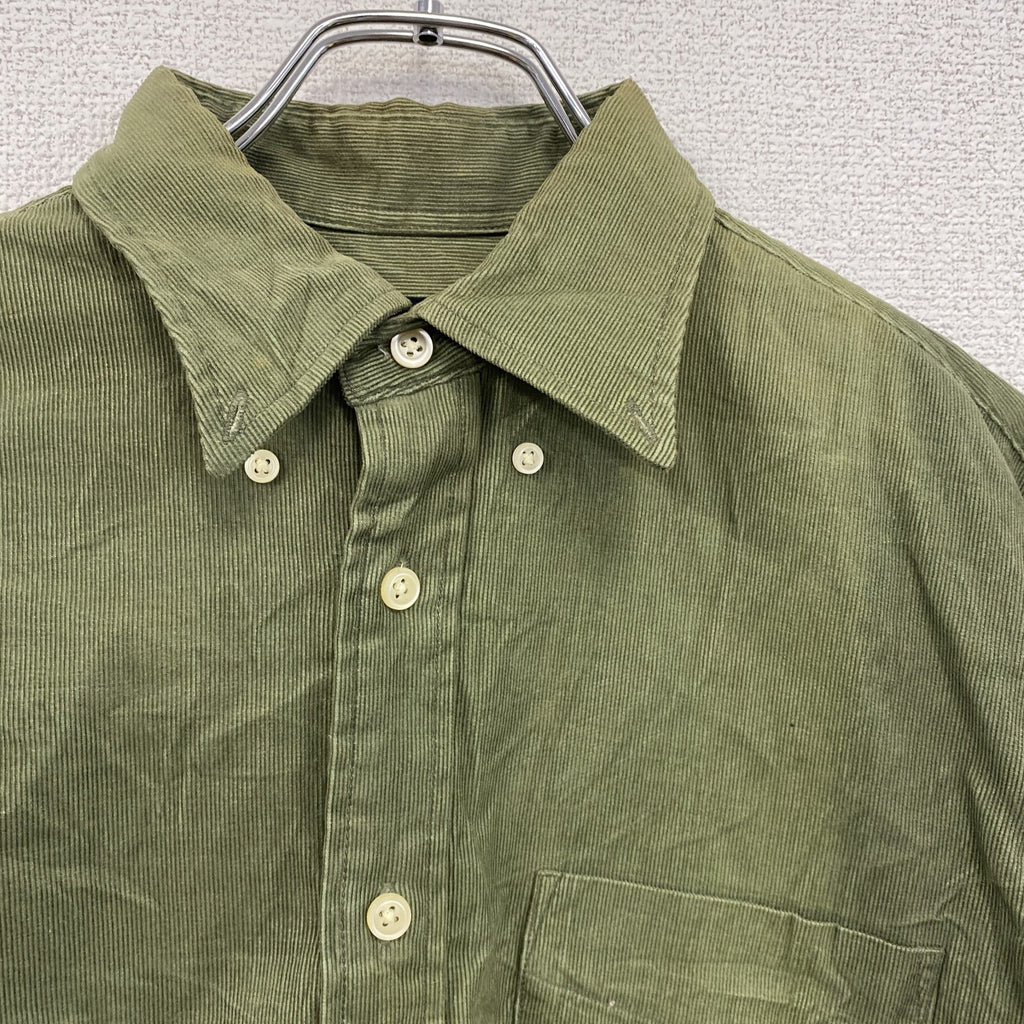 ～00s　OLD UNIQLO　オールドユニクロ　長袖コーデュロイシャツ　ボタンダウンシャツ　カーキ　Mサイズ　古着