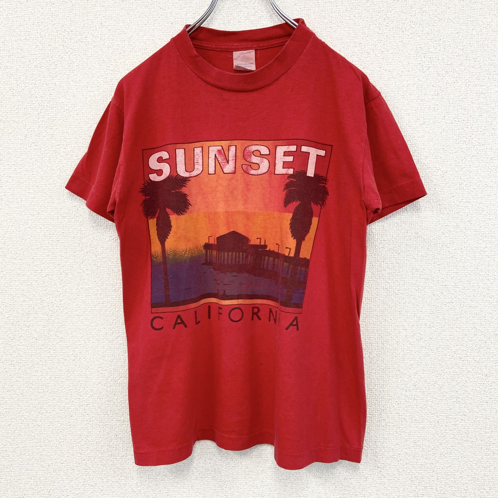 半袖プリントTシャツ　SUNSET　CALIFORNIA　風景　90s　シングルステッチ　カジュアル　Sサイズ　　ヴィンテージ　古着