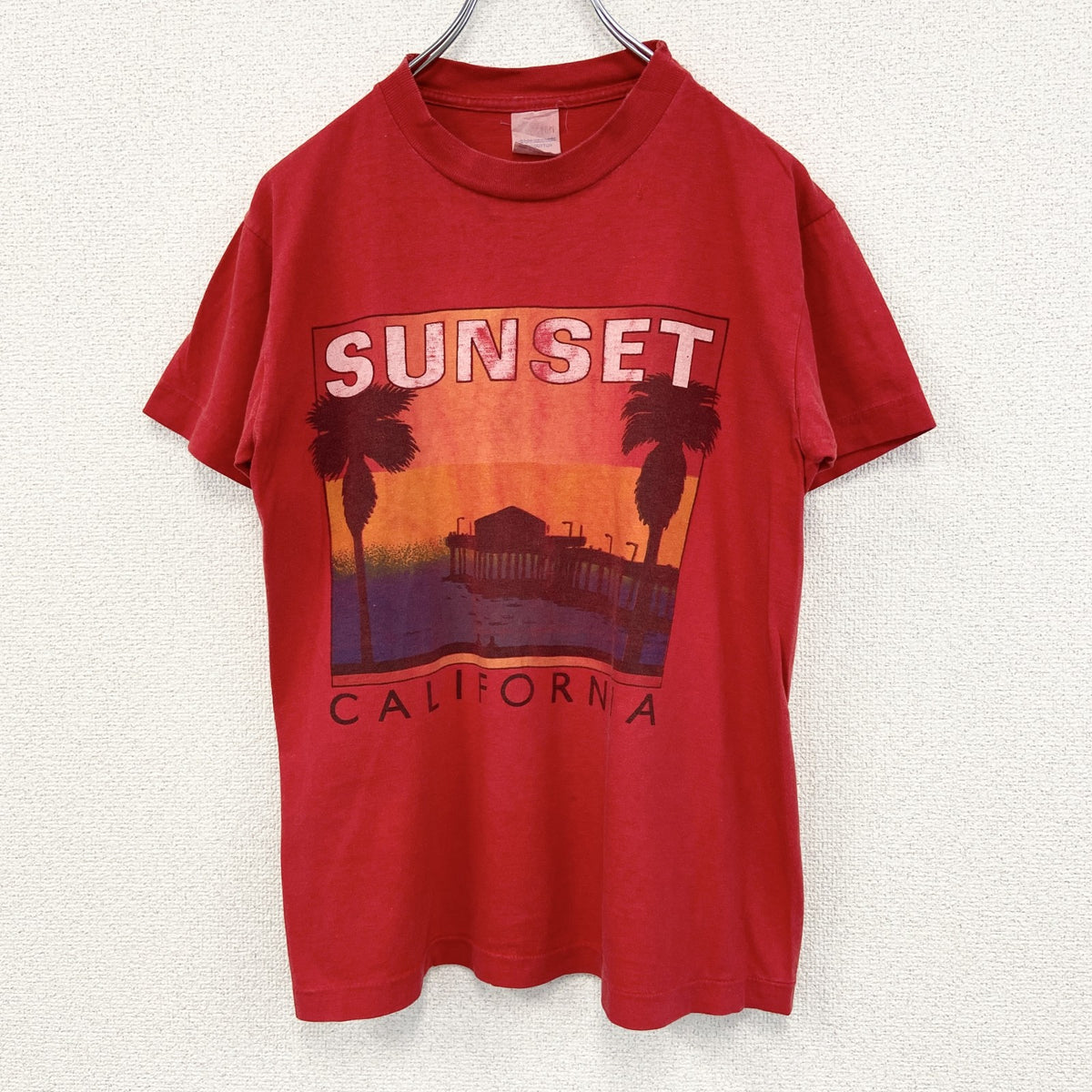 半袖プリントTシャツ　SUNSET　CALIFORNIA　風景　90s　シングルステッチ　カジュアル　Sサイズ　　ヴィンテージ　古着