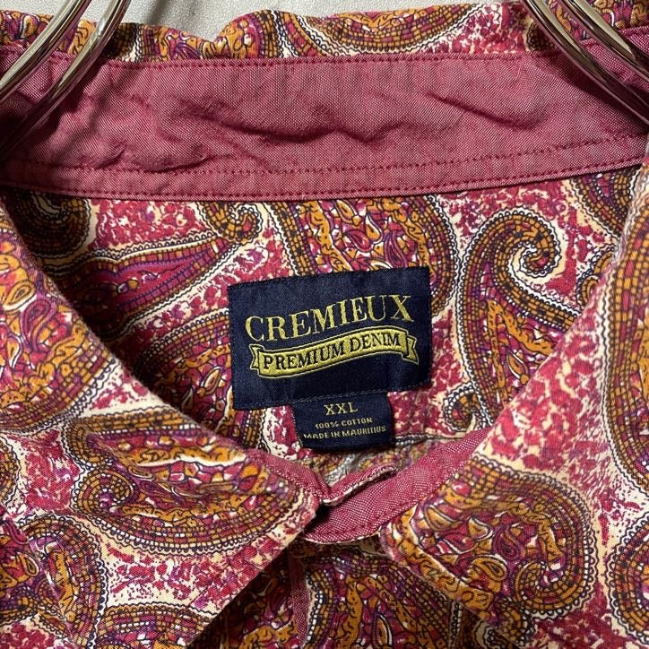 古着 used　CREMIEUX PREMIUM DENIM　長袖総柄シャツ　ペイズリー柄　ビックシルエット オーバーサイズ