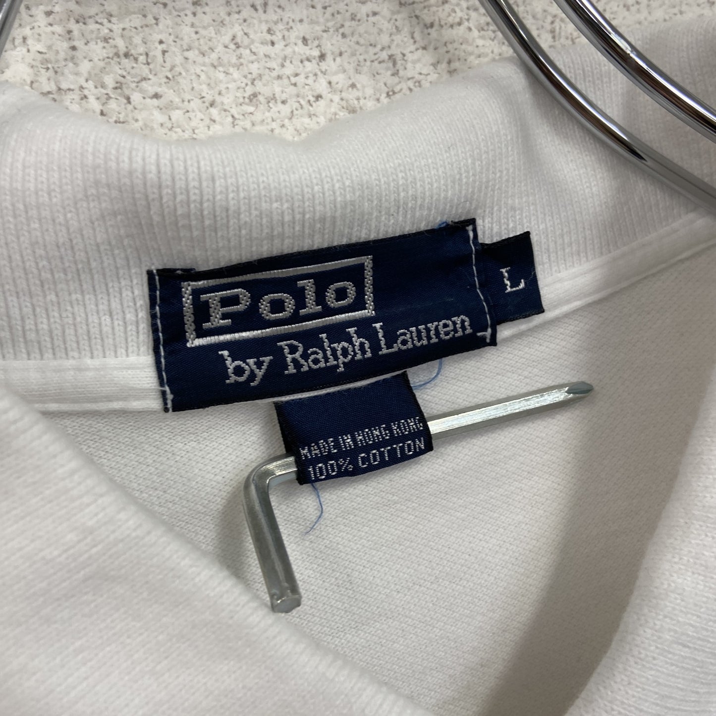 POLO by Ralph Lauan　ラルフローレン　半袖ポロシャツ　刺繡ロゴ　白　ホワイト　Lサイズ