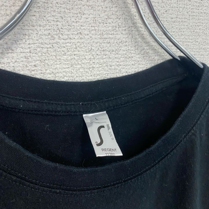 半袖アニマルプリントTシャツ　狼　グラフィック　ウルフ　レトロデザイン　クルーネック　黒　ブラック　Lサイズ　古着