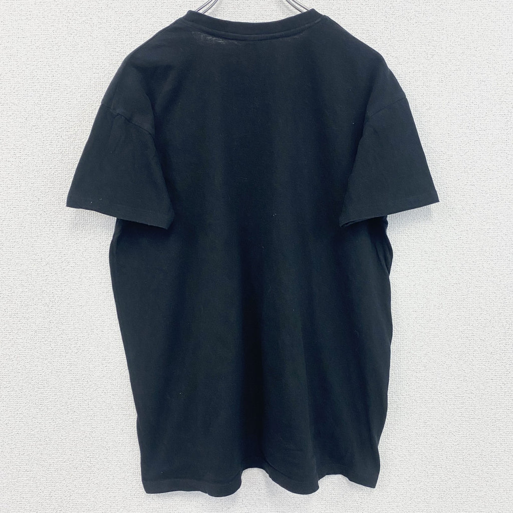 半袖アニマルプリントTシャツ　狼　グラフィック　ウルフ　レトロデザイン　クルーネック　黒　ブラック　Lサイズ　古着