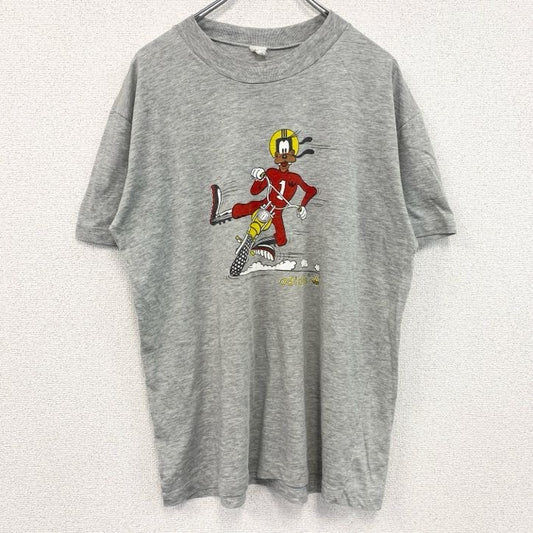 80s　adidas　アディダス　グーフィー　半袖キャラクタープリントTシャツ　ヴィンテージ　灰　グレー　