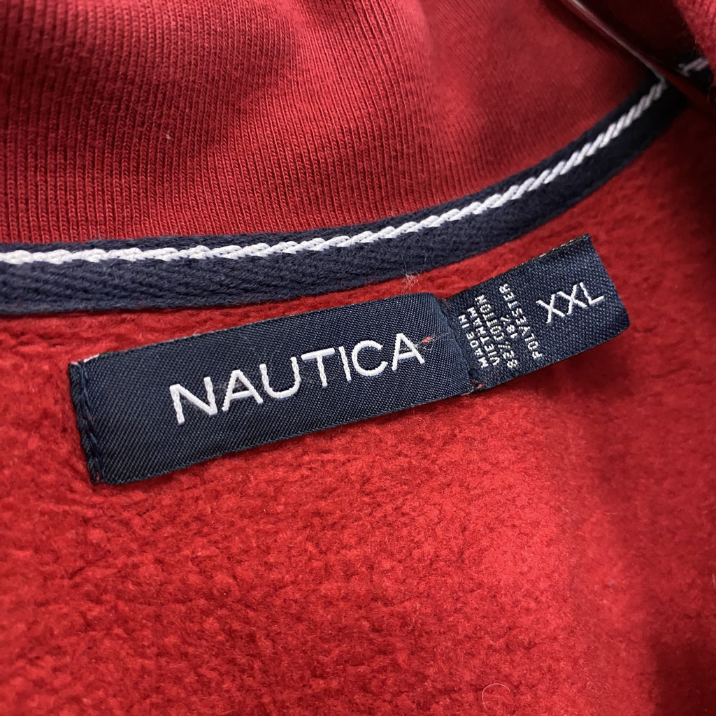 NAUTICA　ノーティカ　ハーフジップスウェット/トレーナー　チェック柄　赤　レッド　2XLサイズ　古着