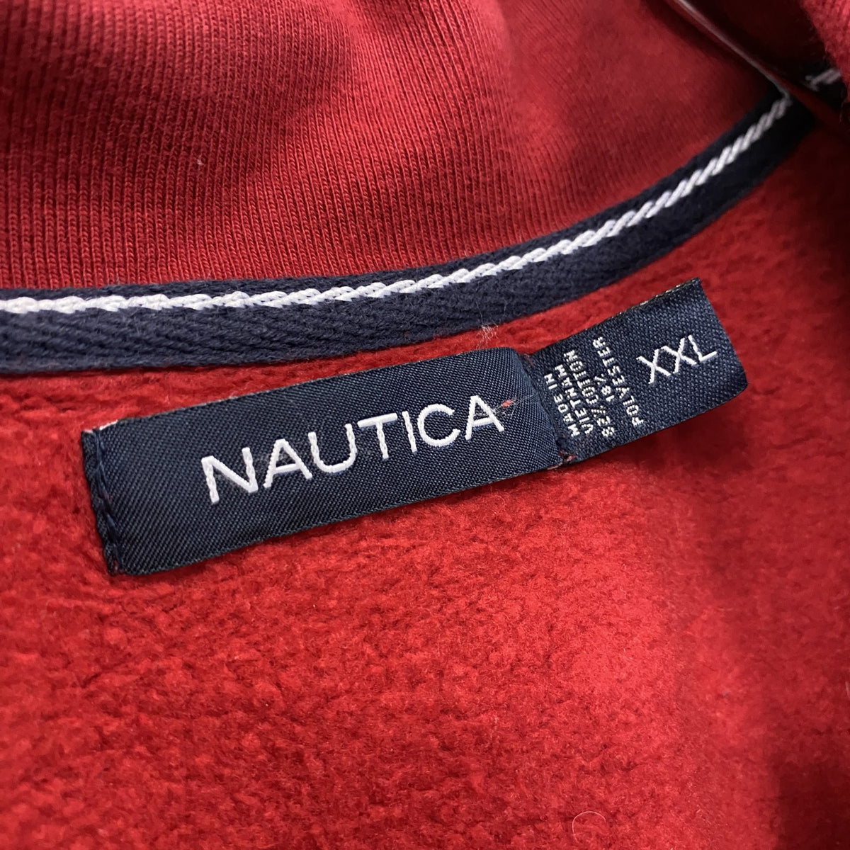 NAUTICA　ノーティカ　ハーフジップスウェット/トレーナー　チェック柄　赤　レッド　2XLサイズ　古着
