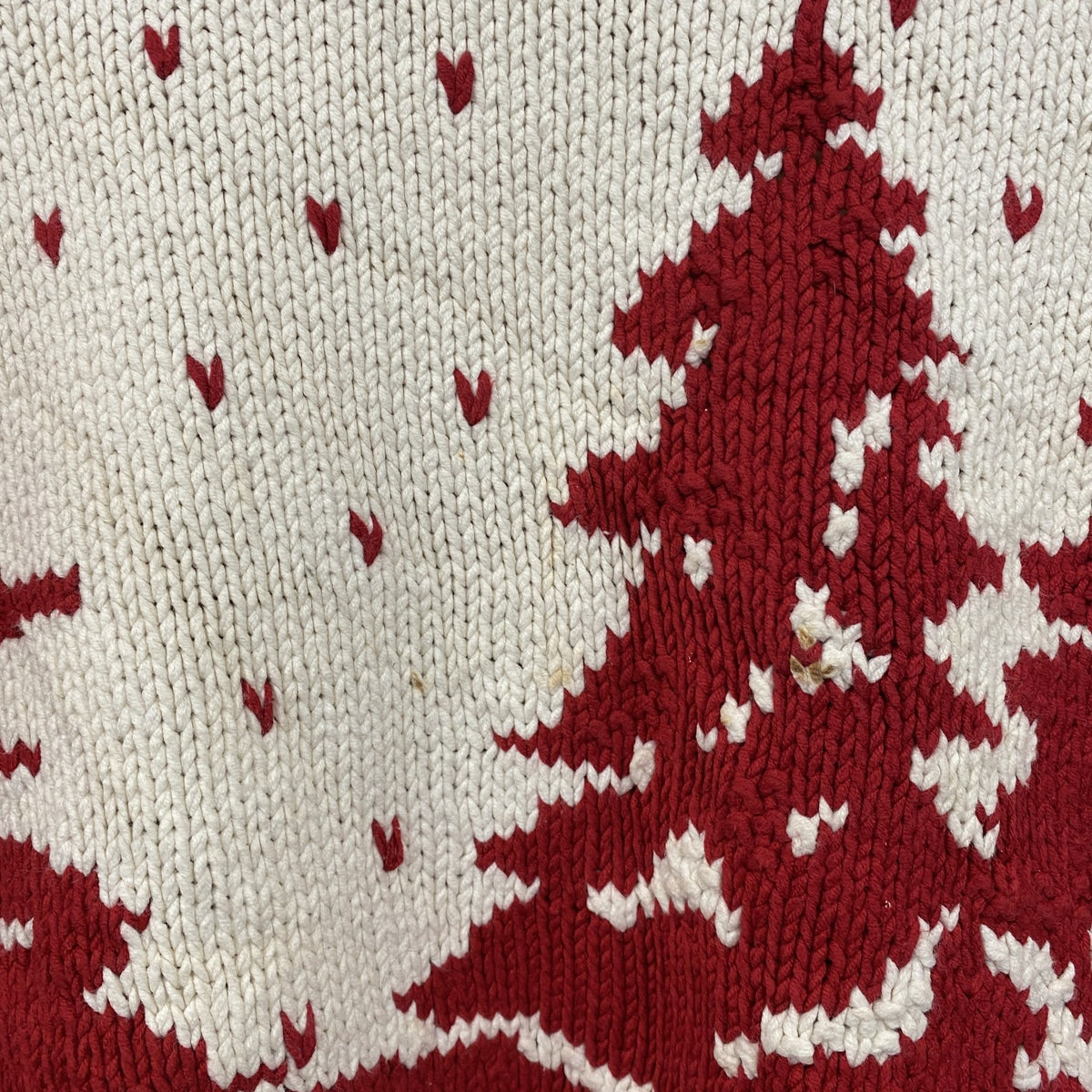 LIZ claiborne　タートルネックコットンニットセーター　総柄　赤　レッド　Lサイズ　古着