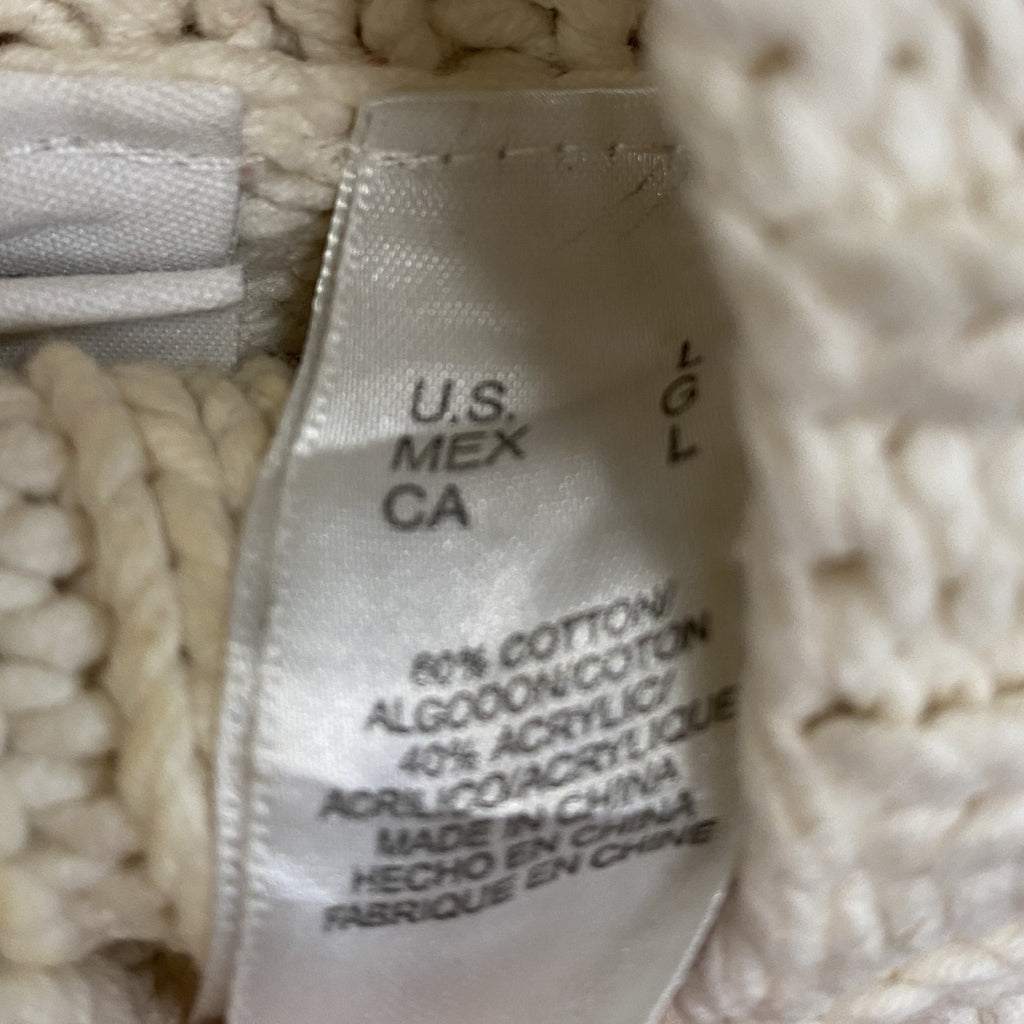 LIZ claiborne　タートルネックコットンニットセーター　総柄　赤　レッド　Lサイズ　古着