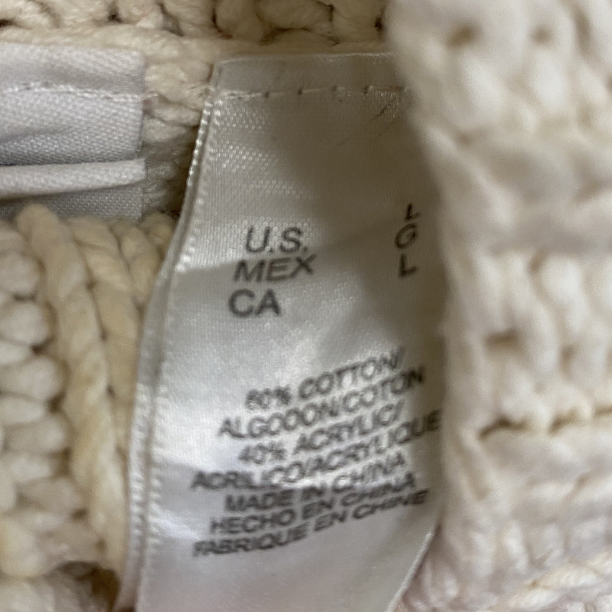LIZ claiborne　タートルネックコットンニットセーター　総柄　赤　レッド　Lサイズ　古着