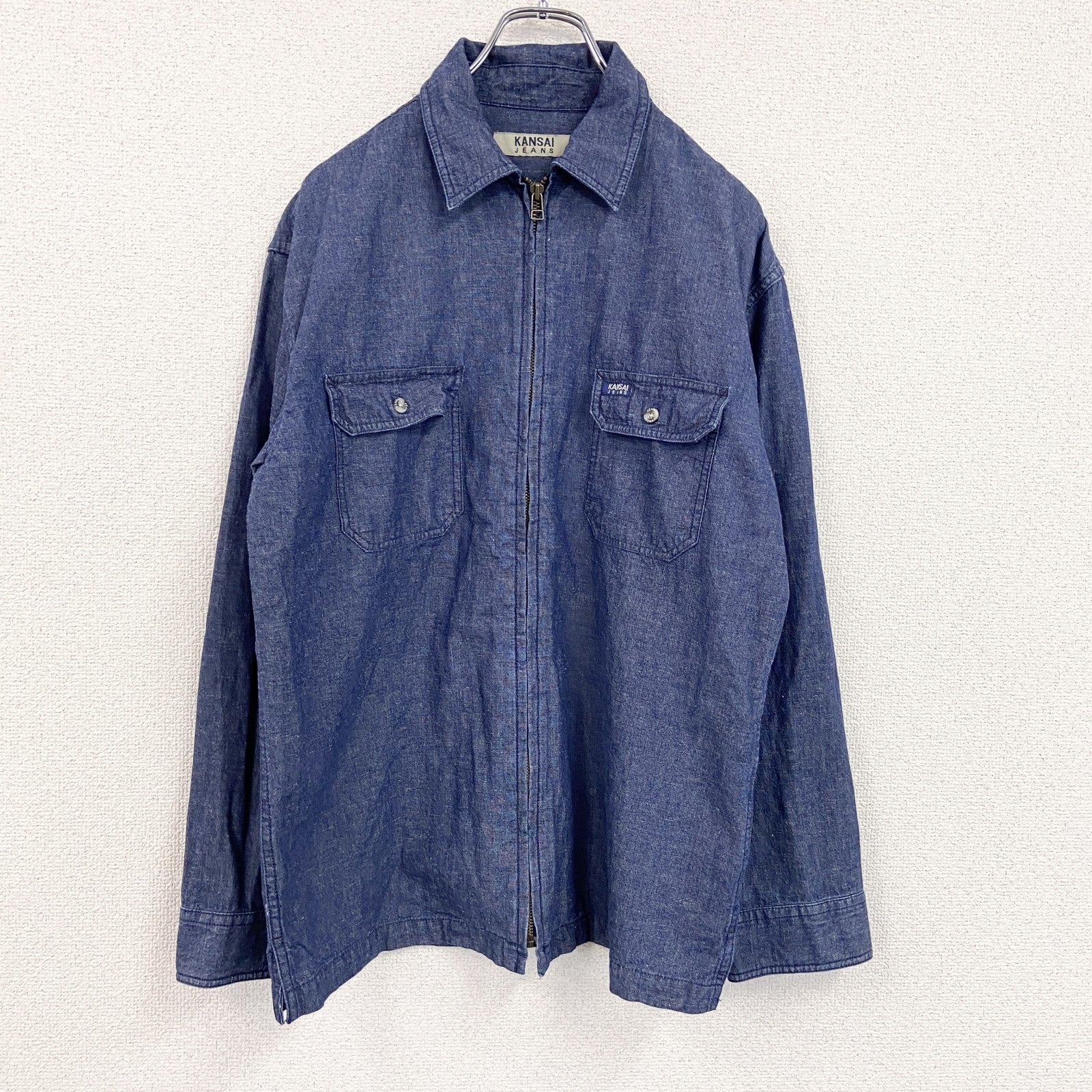 KANSAI JEANS　カンサイヤマモト　長袖デニムシャツジャケット　インディゴ　Mサイズ　古着
