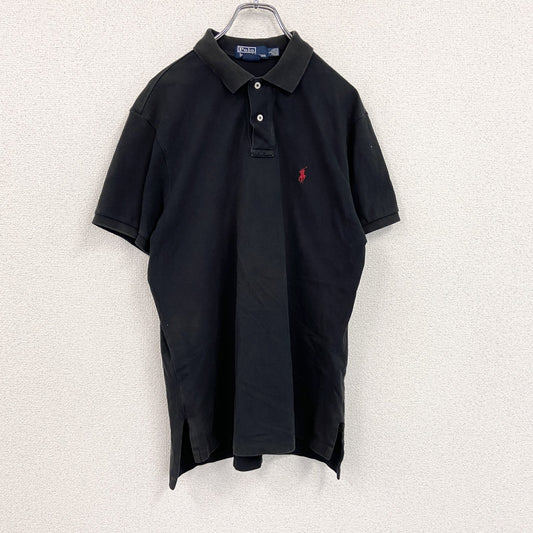 POLO by Ralph Lauan　ラルフローレン　半袖ポロシャツ　刺繡ロゴ　黒　ブラック　Lサイズ
